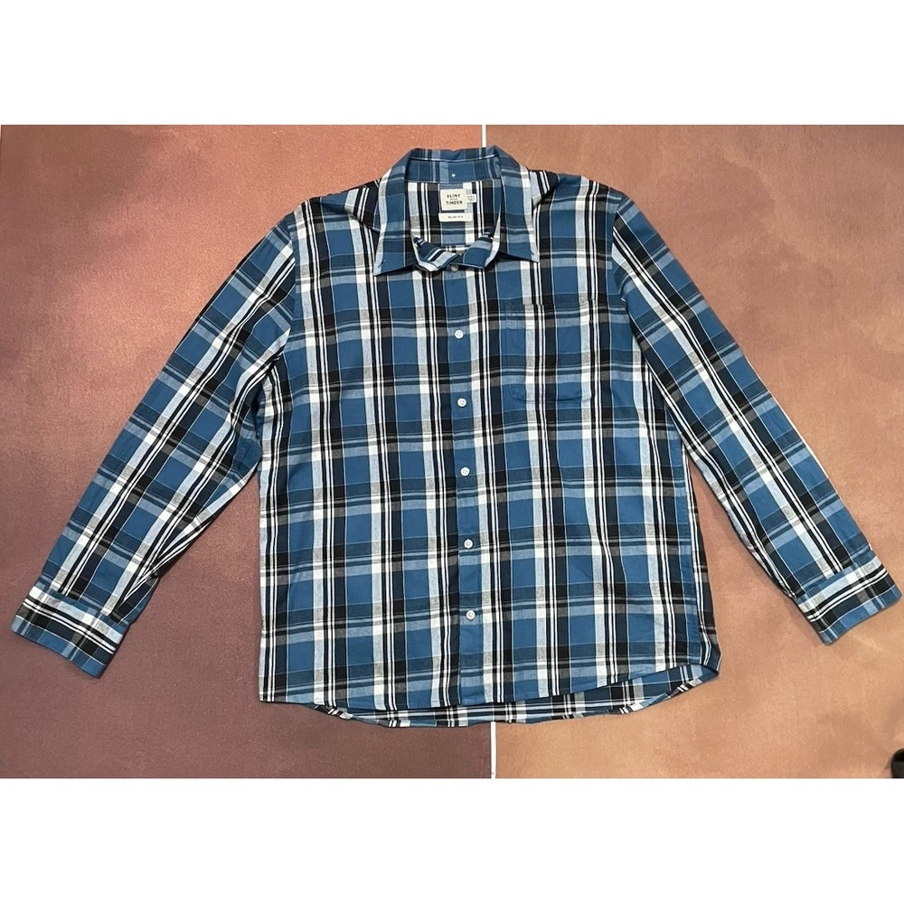 Flint And Tinder Flannel Shirt Blue Featherweight Plaid Button Up Size‎ XXl